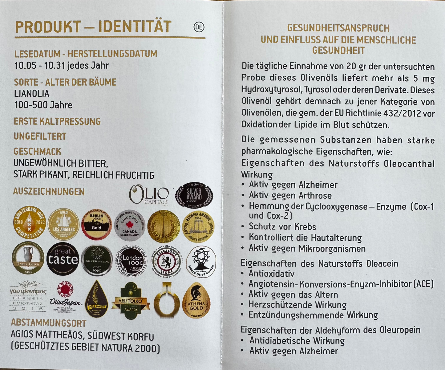 THE GOVERNOR – LIMITED EDITION Polyphenolreiches Griechisches Extra Natives Olivenöl